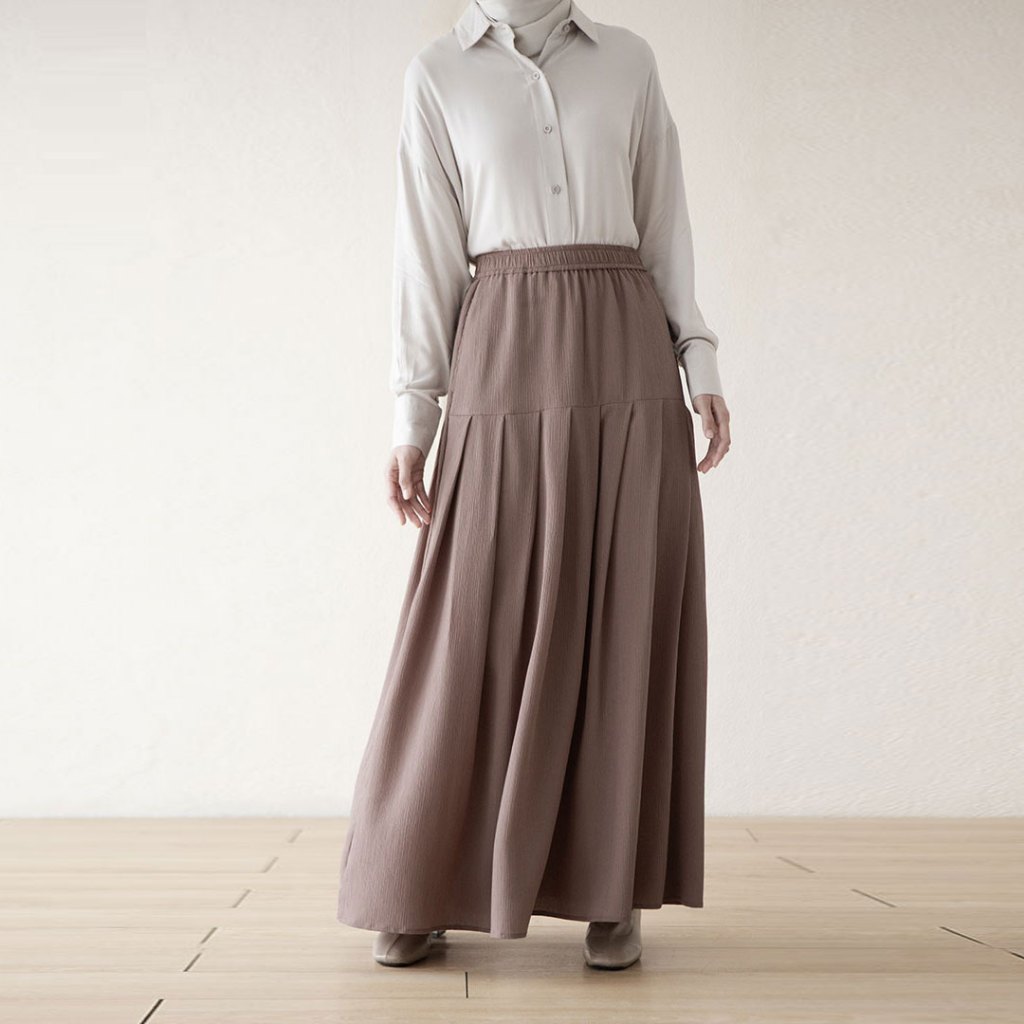 Sharvani Skirt by Aska Label - Rok wanita pinggang karet details lipit dan kantong