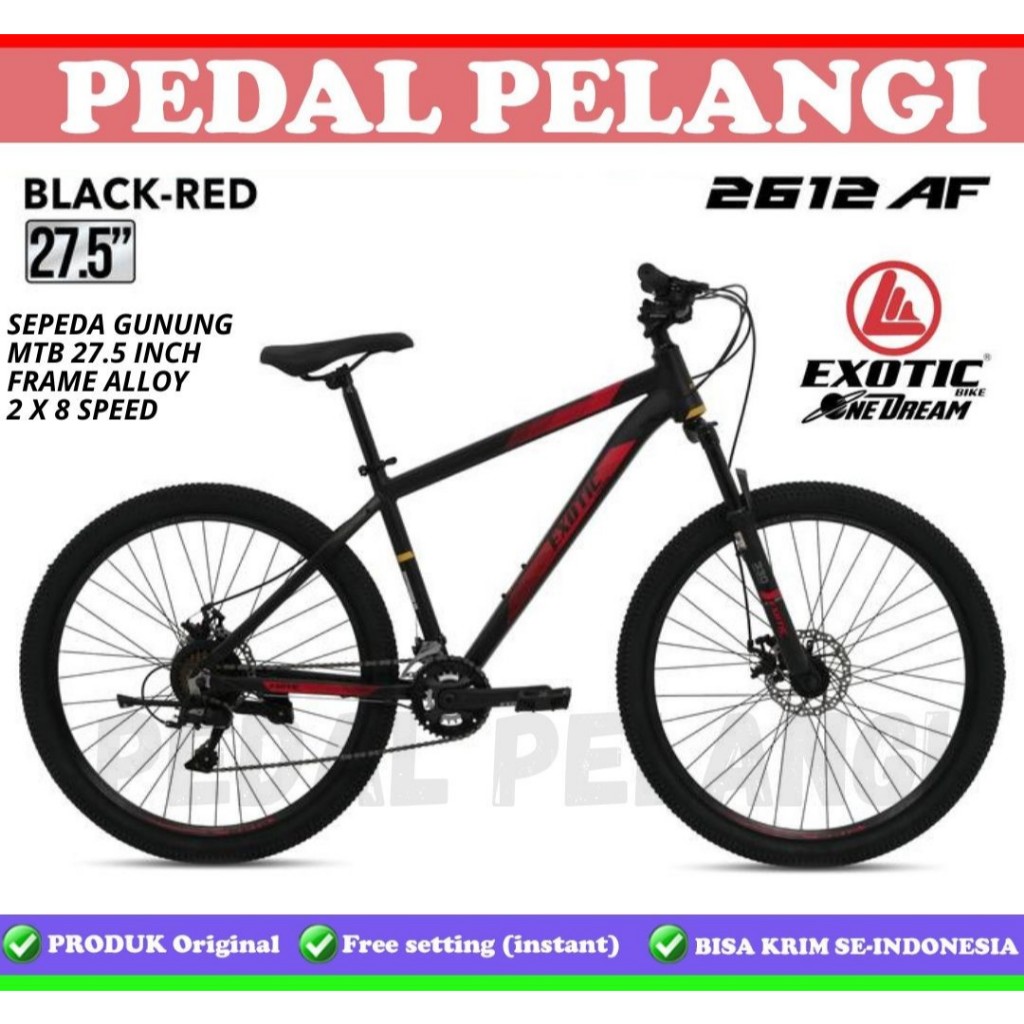 Sepeda gunung Exotic 2612 AF AH 27,5 Inch Frame Alloy 2x8 Speed Cakram Disk