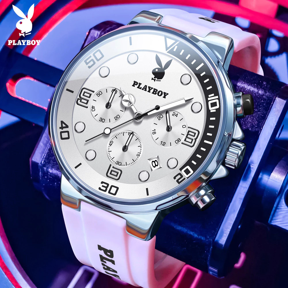 PLAYBOY Jam Tangan Pria Original Keren Anti Air Unik Desain Luxury Gerakan Kuarsa Fashion Men Watch