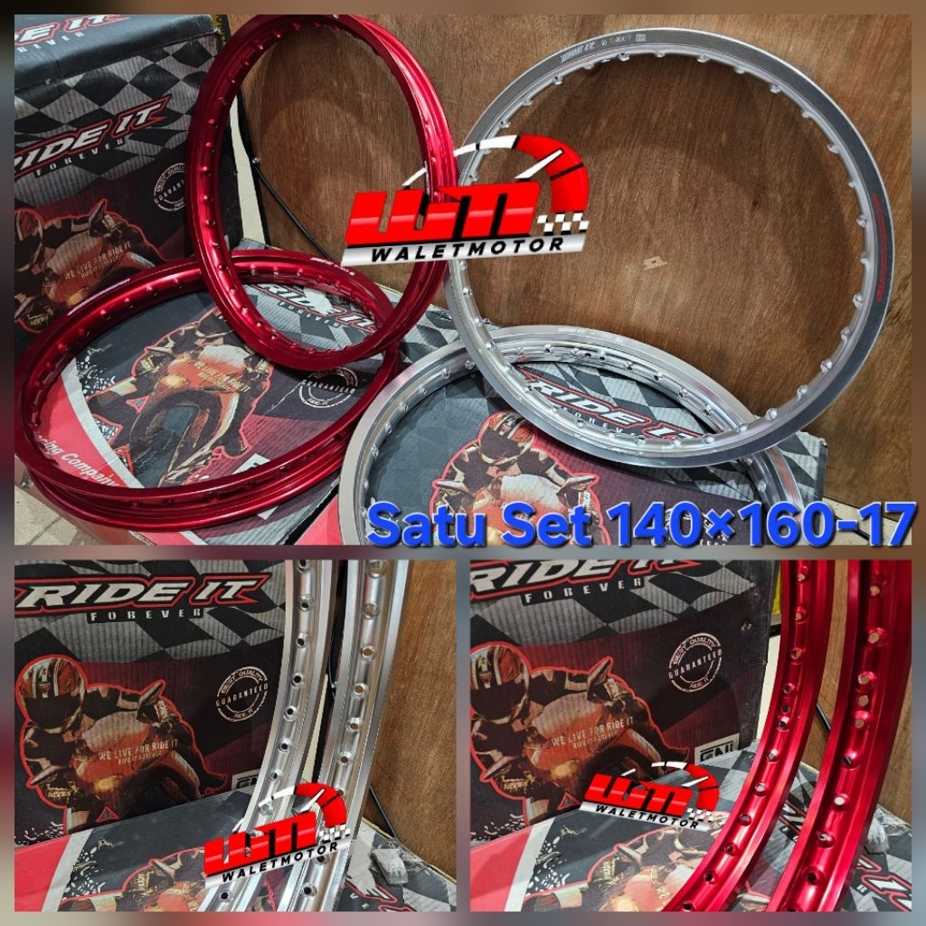 Velg Pelek  Satu Set Motor Racing  Ride it Original RING 140×160- 17/Vleg Murah Depan+Belakang Ride 