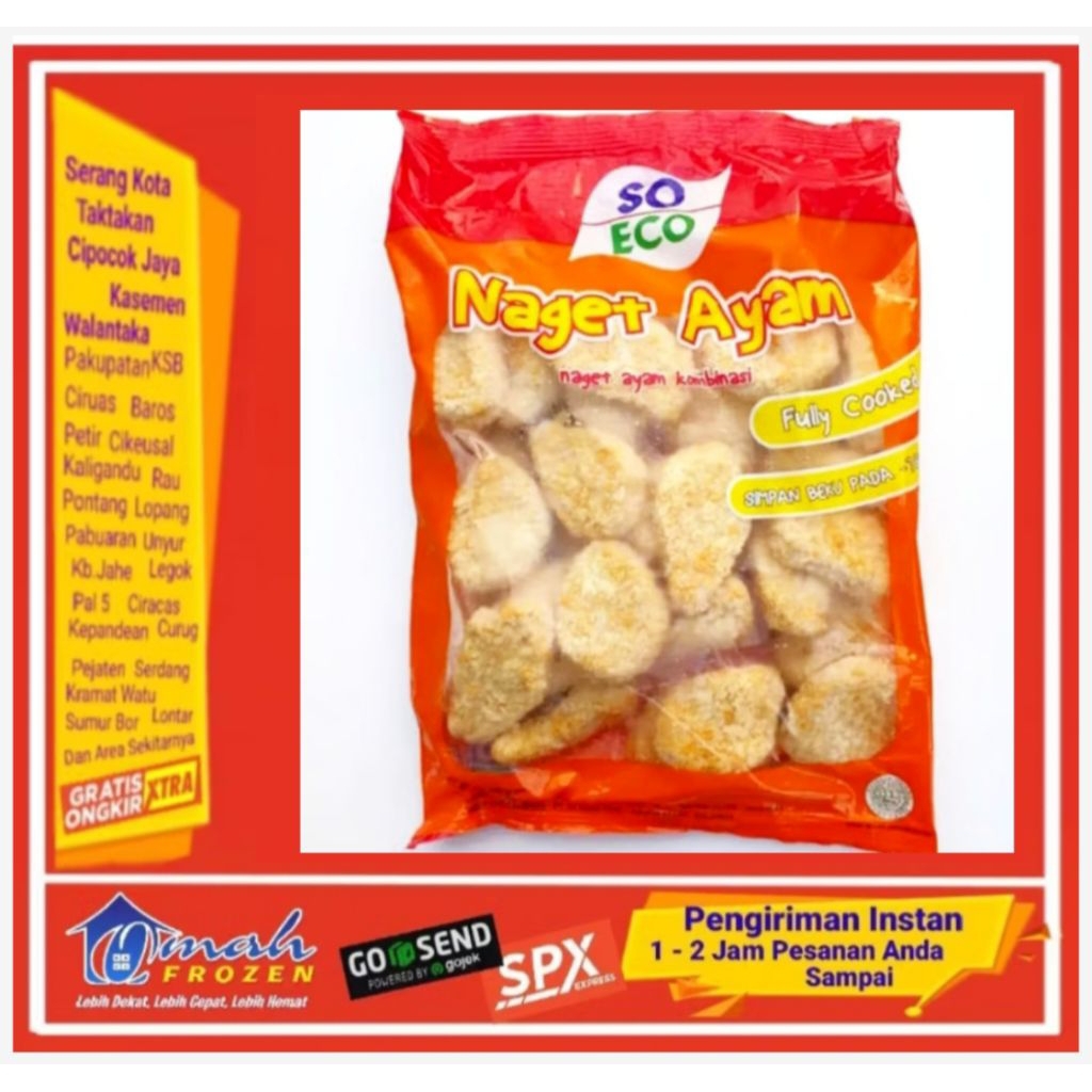

Nugget Ayam SO ECO 500gr, Frozen Serang