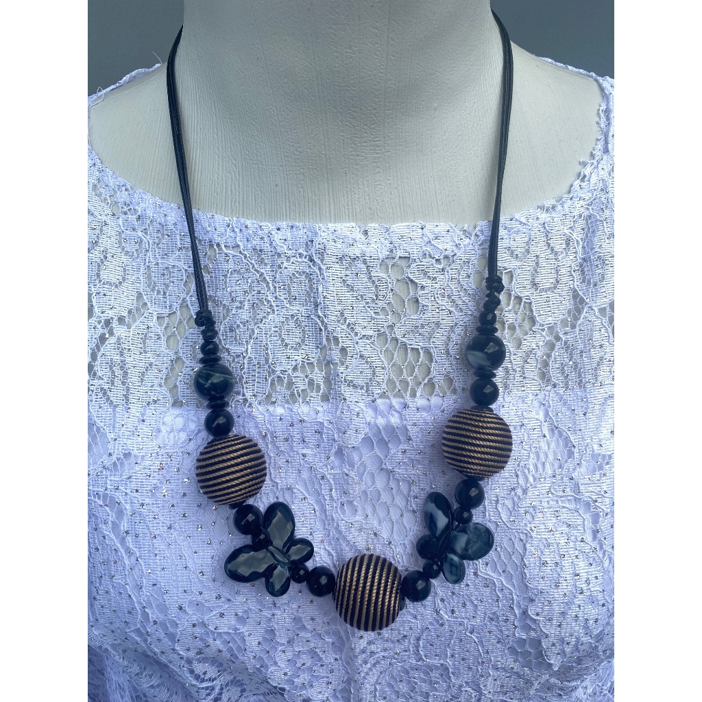 Aksesoris kalung fashion manik hiasan baju kebaya wanita kalung kondangan cewek bunga etnik souvenir