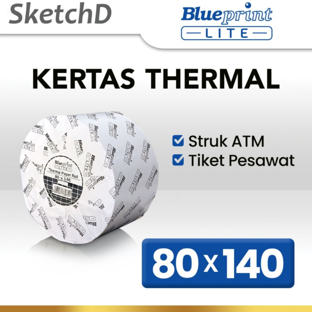 

Kertas Struk Printer Nota Kasir ATM Thermal Paper 80 x 140 Blueprint Lite