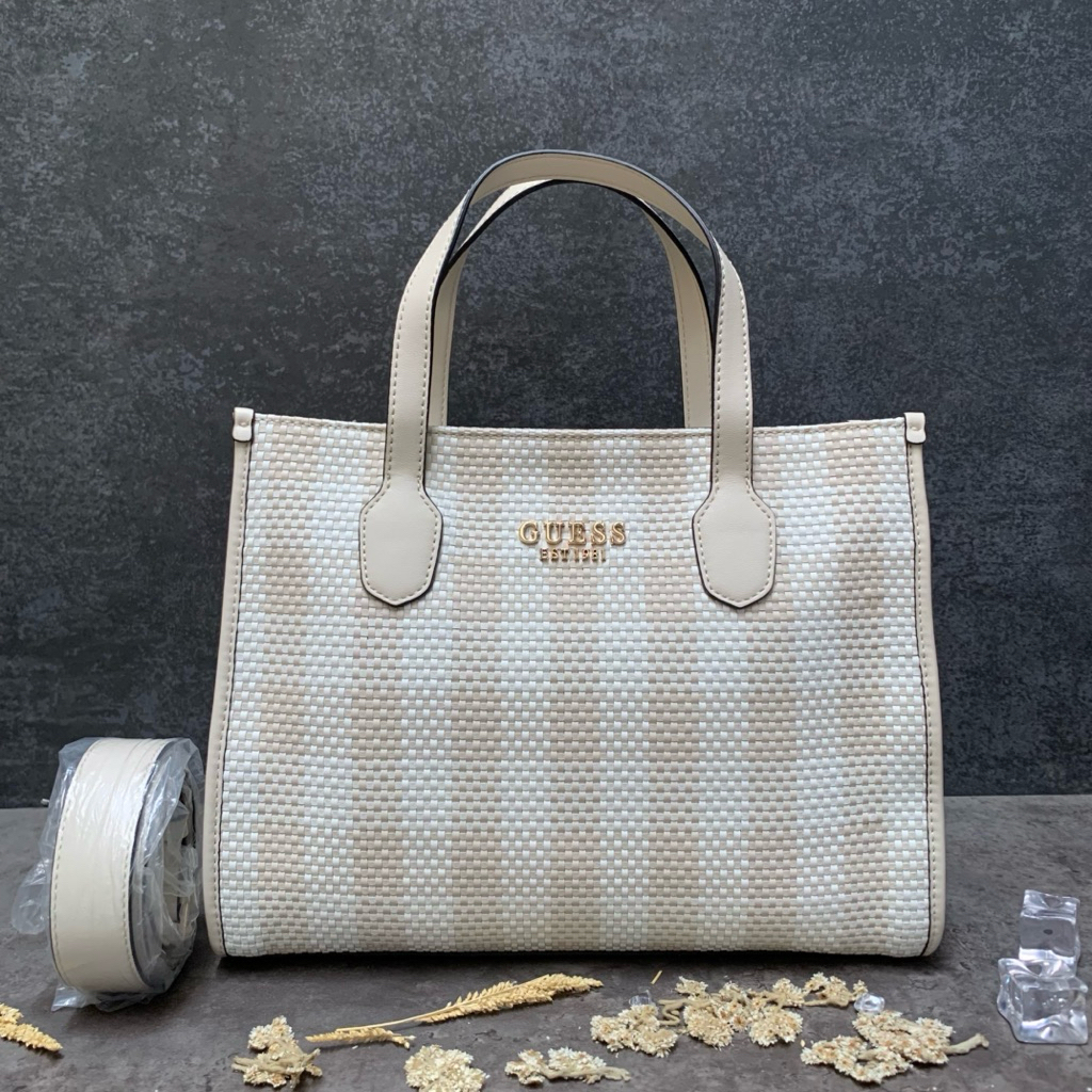 READY ORIGINAL GUESS SILVANA TOTE TOP HANDLE TAS WANITA SALE 70%