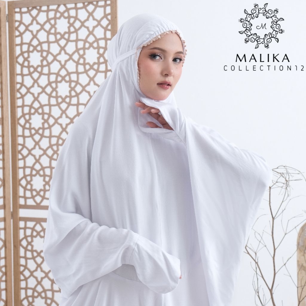 MALIKA-Mukena Dewasa Terusan Rayon Twill Premium Mukena Lajuran Renda Mewah