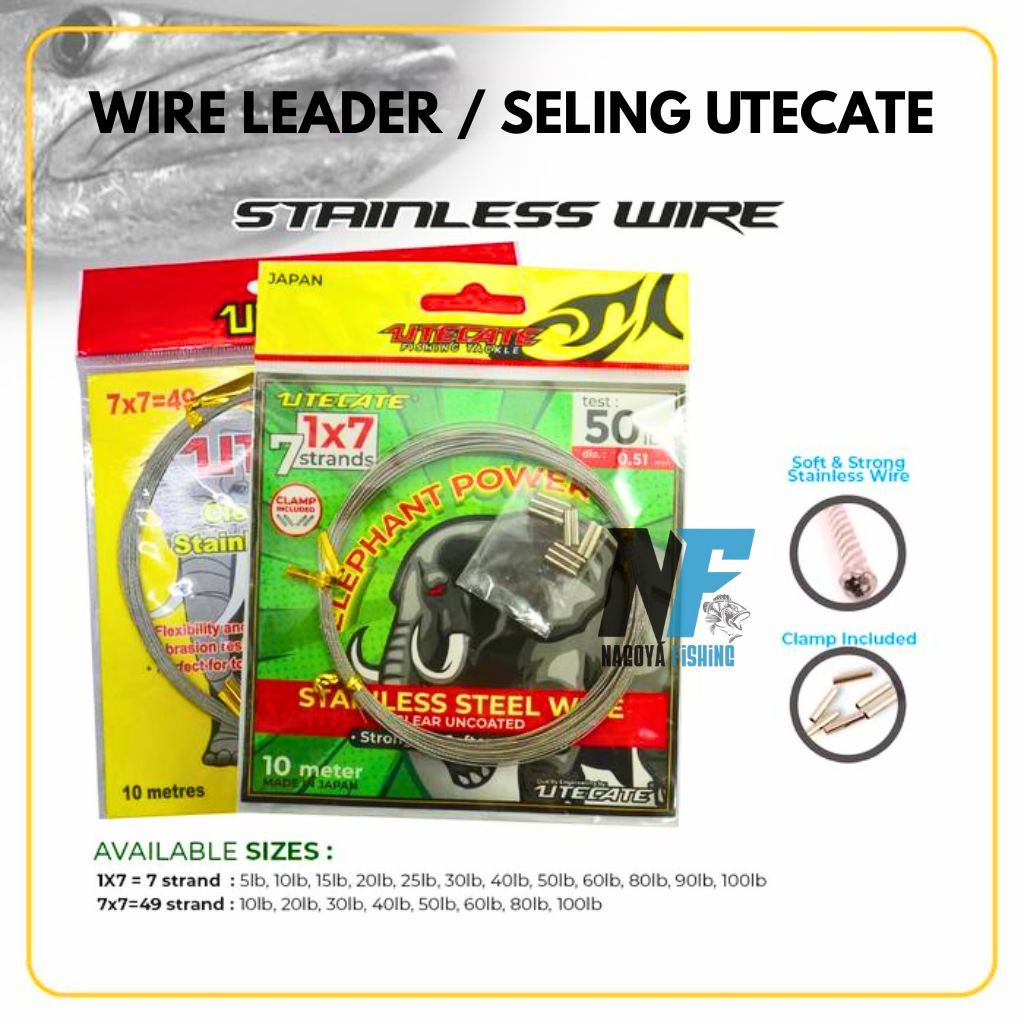 Wire Leader/ Seling/ Kawat Neklin Utecate 10m Clear Uncoated Stainless Steel Wire
