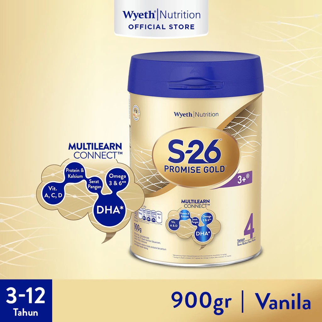

S-26 Promise GOLD Tahap 4 Vanila Susu Pertumbuhan Anak Usia 3-12 Tahun, Kaleng 900 gr