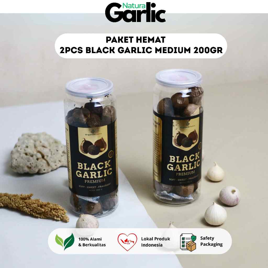 

2PCS BLACK GARLIC Premium Bawang Hitam Tunggal 200gr Ukuran Medium