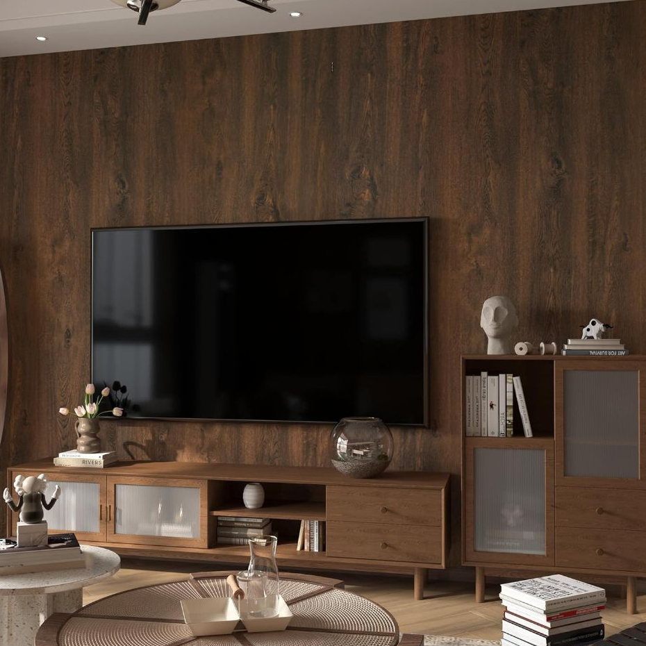 WALLPAPER STIKER DINDING KAYU JATI TUA