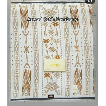 Sarung Aswad Motif kembang Putih/Hitam | Sarung dewas - Sarung Putih