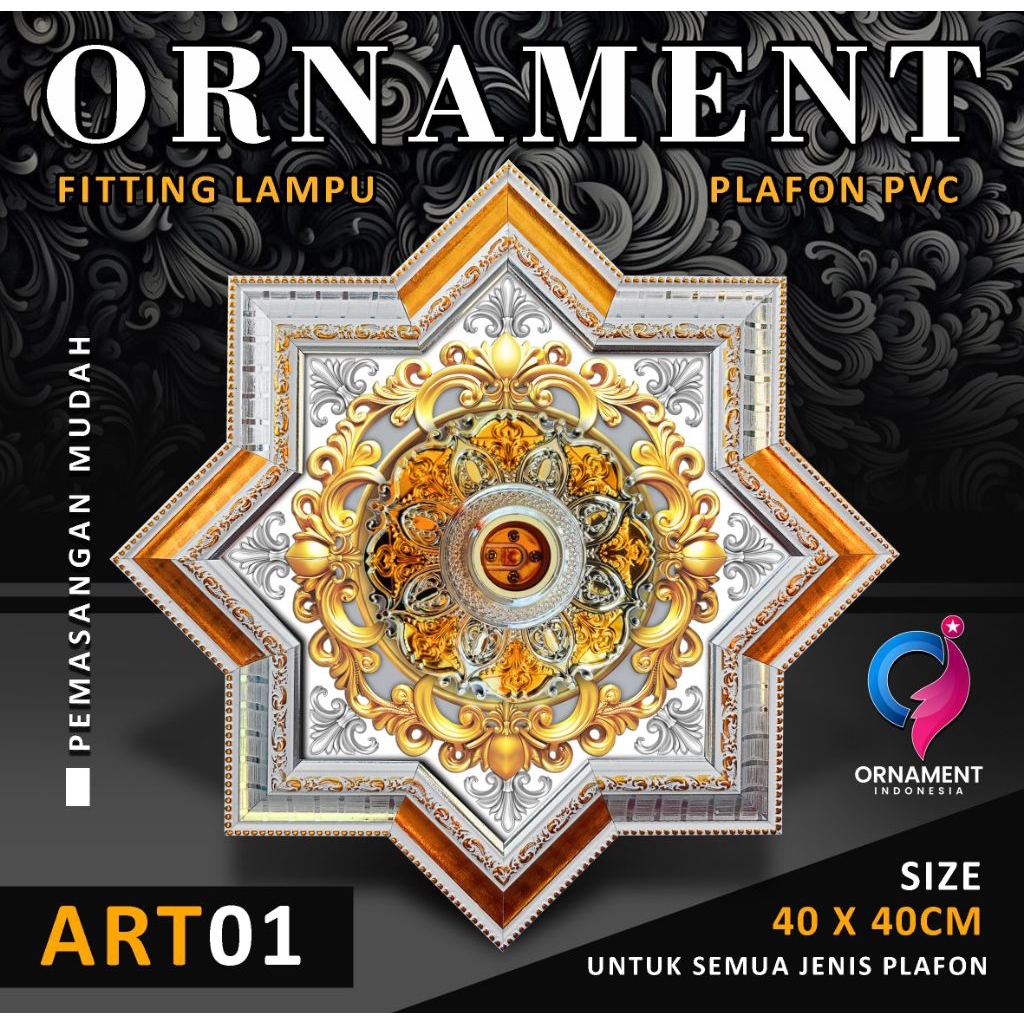 Jtterang Ornamen Lampu Plafon Pvc Ukuran 40X40Cm Lampu Hias Pvc