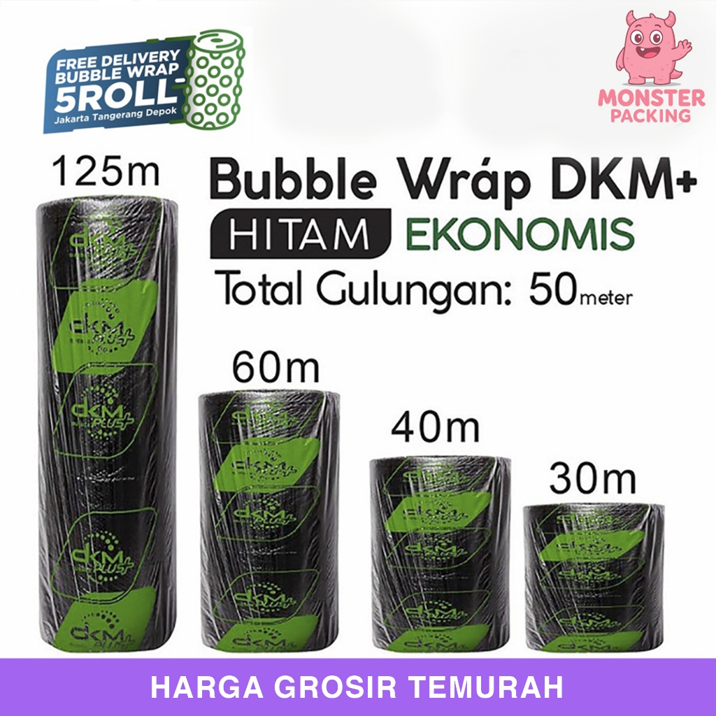 

Plastik Bubble Wrap Hitam 50meter BUBBLEWRAP EKONOMIS DKM PLUS PER ROLL