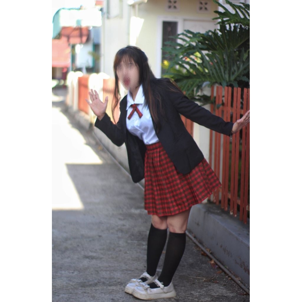 Set Mini dress kostum sekolah korea jepang(kemeja,rok,pita)
