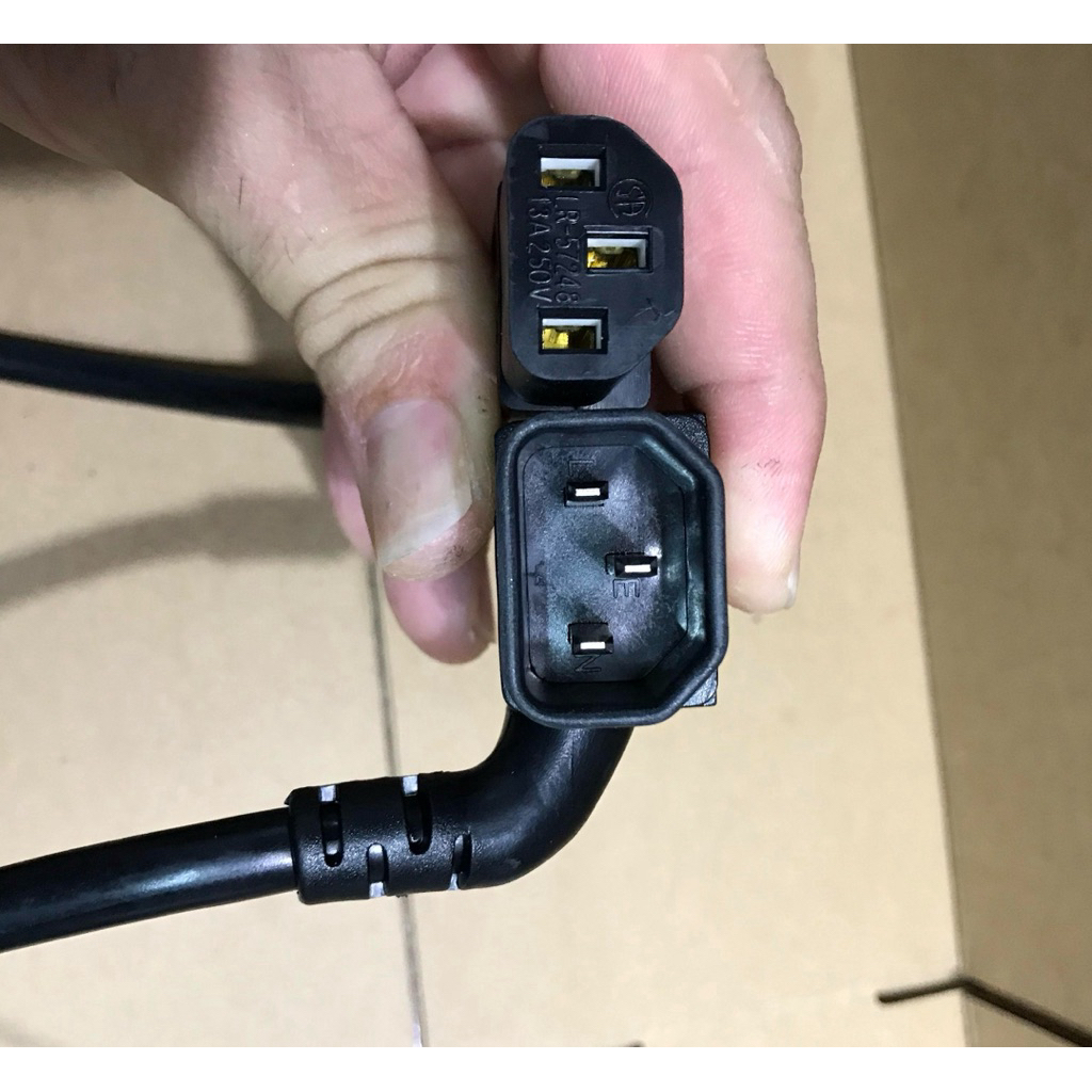 Kabel Power Monitor Ac CPU ups iec C14L to C13 / C13-C14 Model Bengkok ( C14 L ) / Kabel C13-C14L