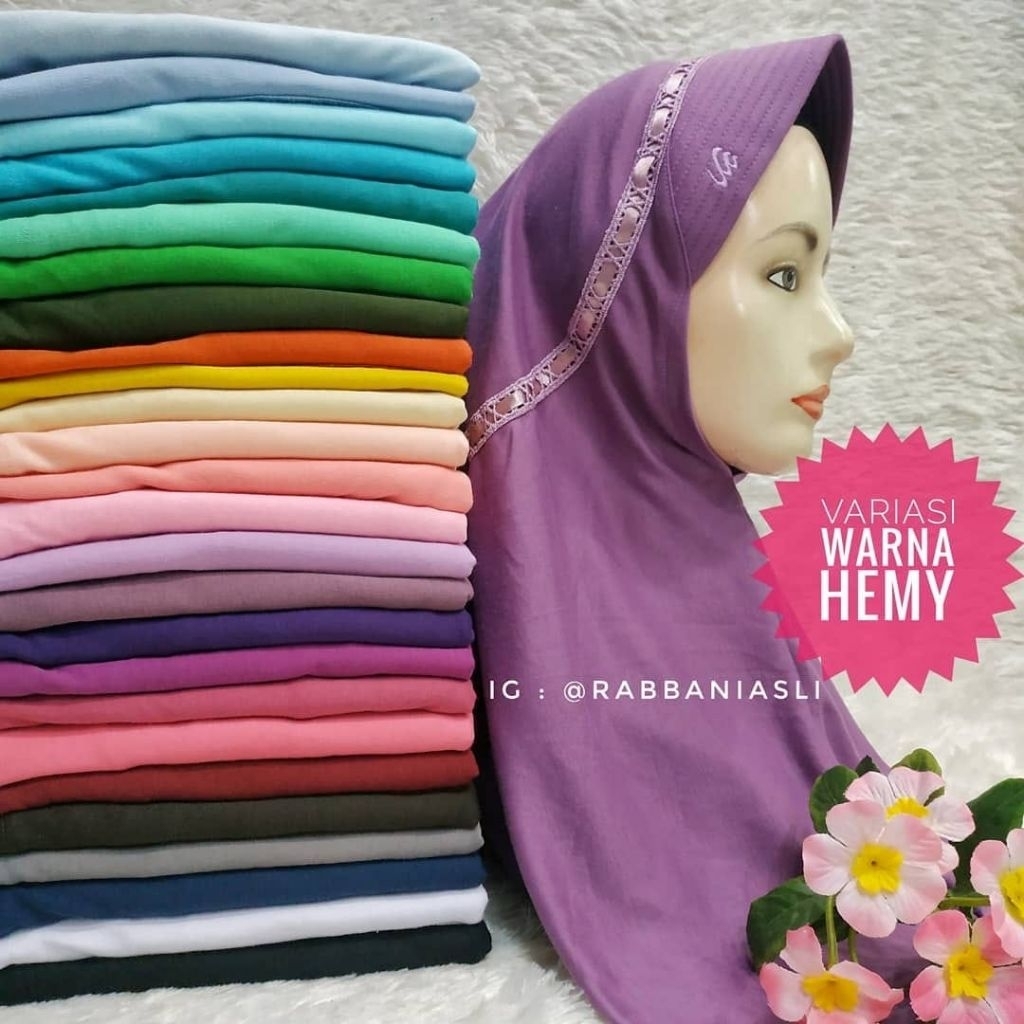 RABBANI Asli Kerudung Hijab Jilbab Sekolah Instan Hemy Ukuran S
