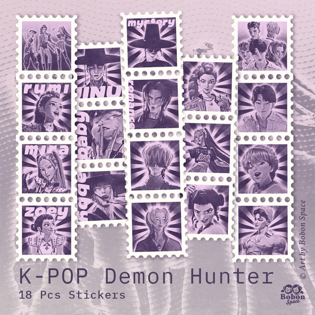 

STICKER VINTAGE STAMP - KPOP DEMON HUNTER | Stiker kartun deco laptop tumblr journaling case HP