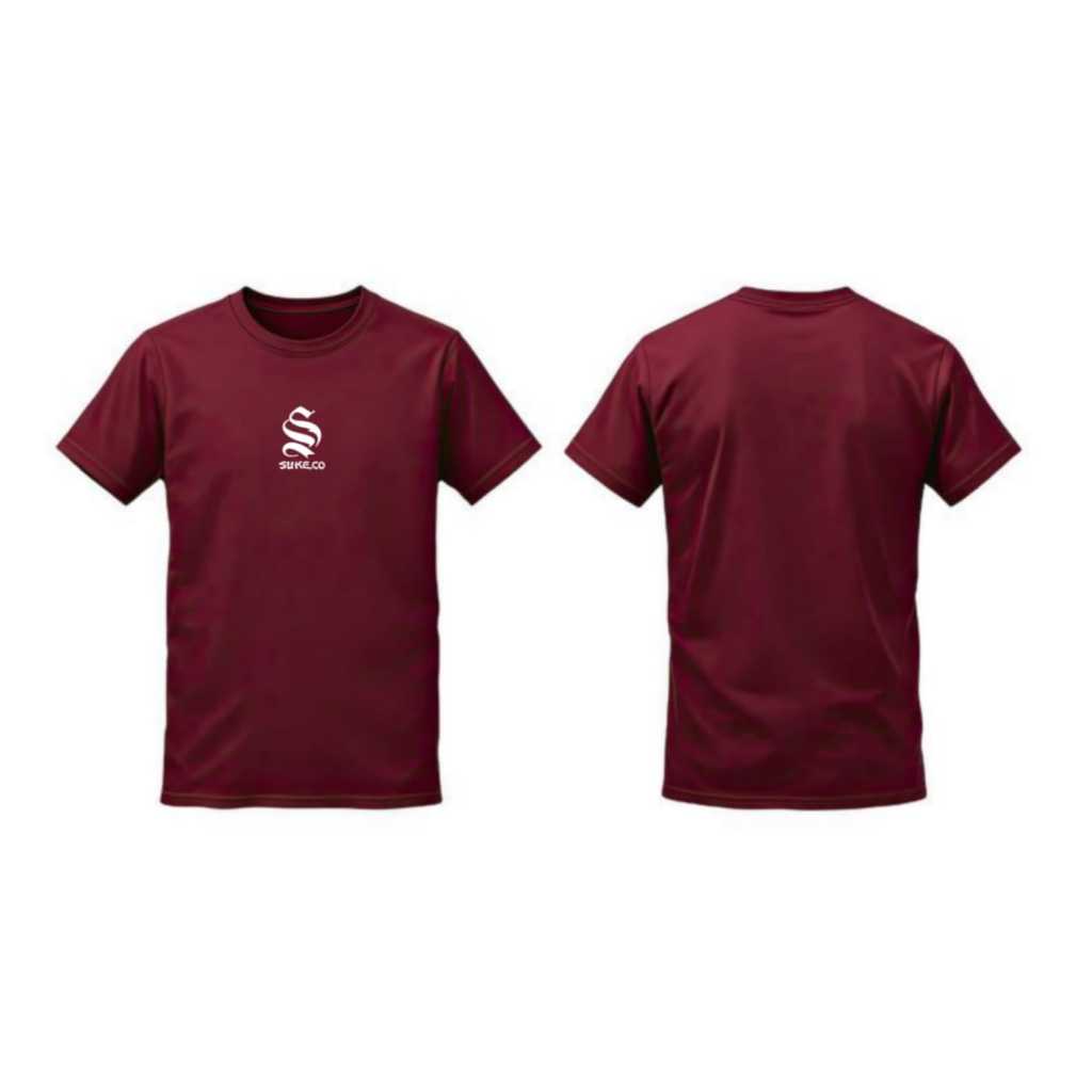 baju kaos suke.co kekinian terbaru logo simple keren merah marun / kaos oversize distro lokal brand