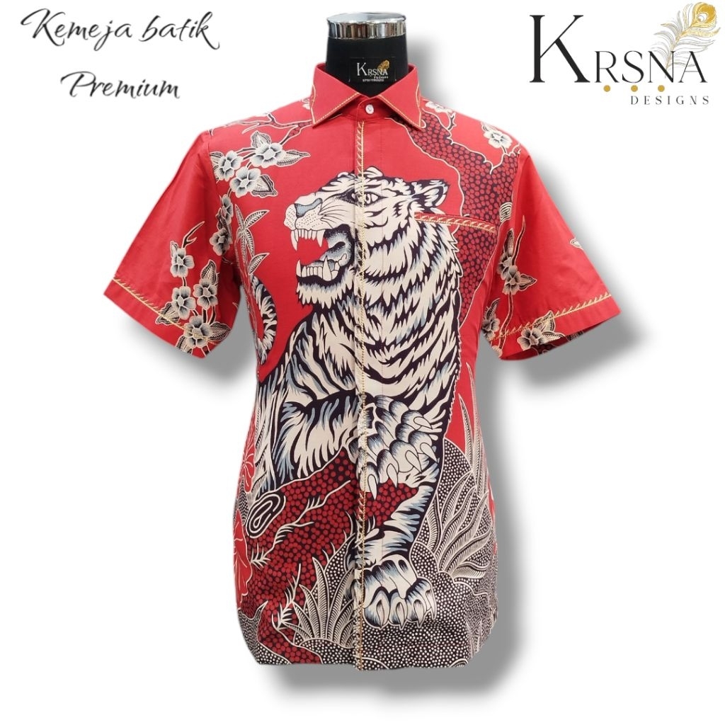 kemeja batik premium motif harimau
