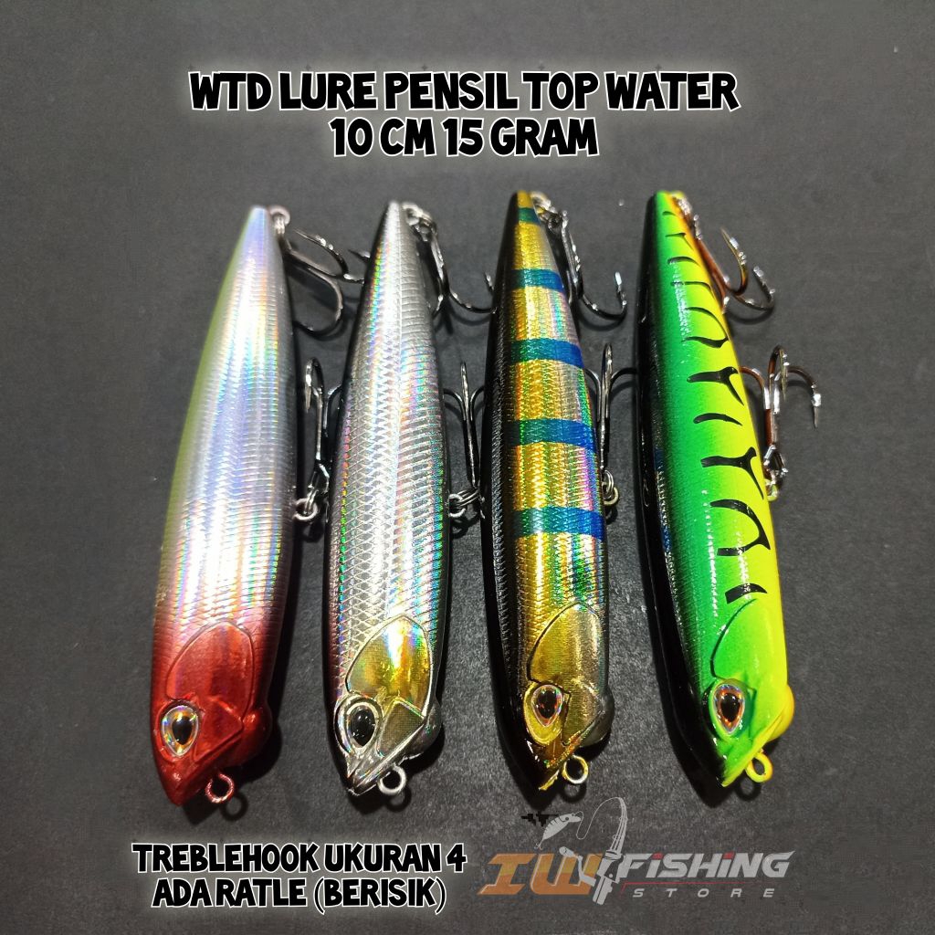Lure pencil WTD (Walking The Dog) top water pensil 10 cm 15 gram umpan mancing casting hampala toman