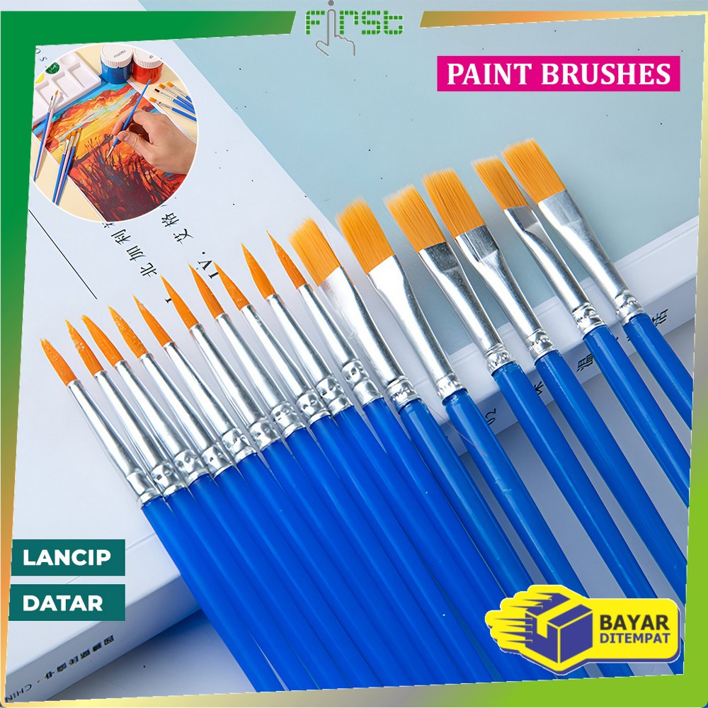 

EC FH-A98 Kuas Lukis Cat Air Paint Brush Nilon Ujung Pointed dan Flat / Kuas Kecil Lancip Datar Art Brush Cat Minyak Akrilik