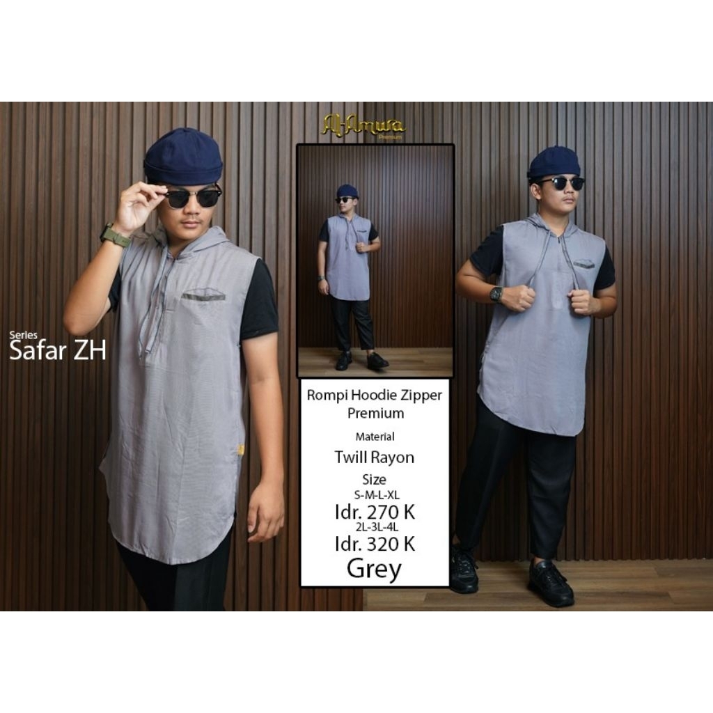 rompi sholat pria al amwa rompi hoodie premium