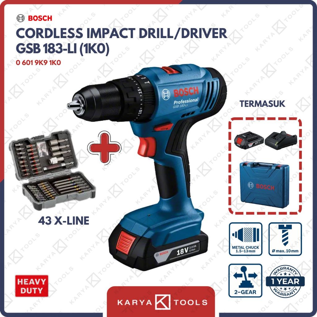 Bosch GSB 183-LI Cordless Impact Drill / Bor Impact Baterai 18Volt