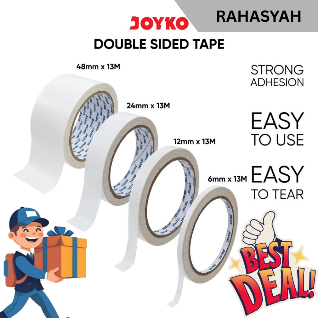 

Double Sided Tape Perekat 2 Sisi Joyko double tape 6mm 12mm 24mm 48mm
