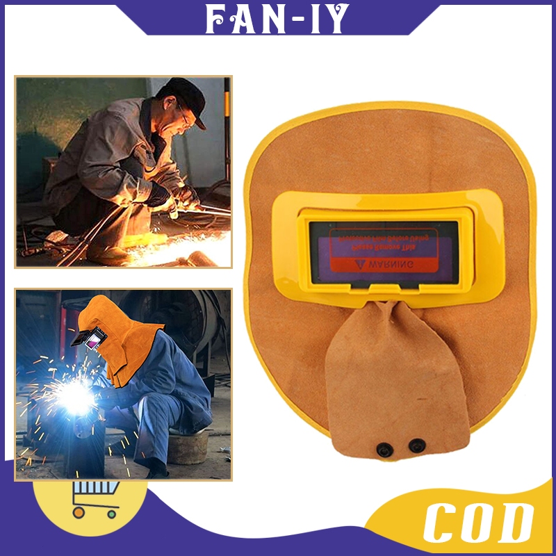 Topi Las Kulit Pelindung Las Listrik  Pelindung Kepala Helm Kap Las Welding Topeng