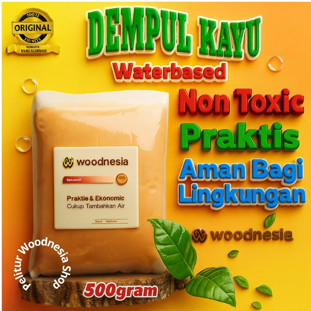Dempul Kayu Jati Mahoni Waterbased Woodnesia Original Pelapis Anti Air Siap Pakai { 500 gram}