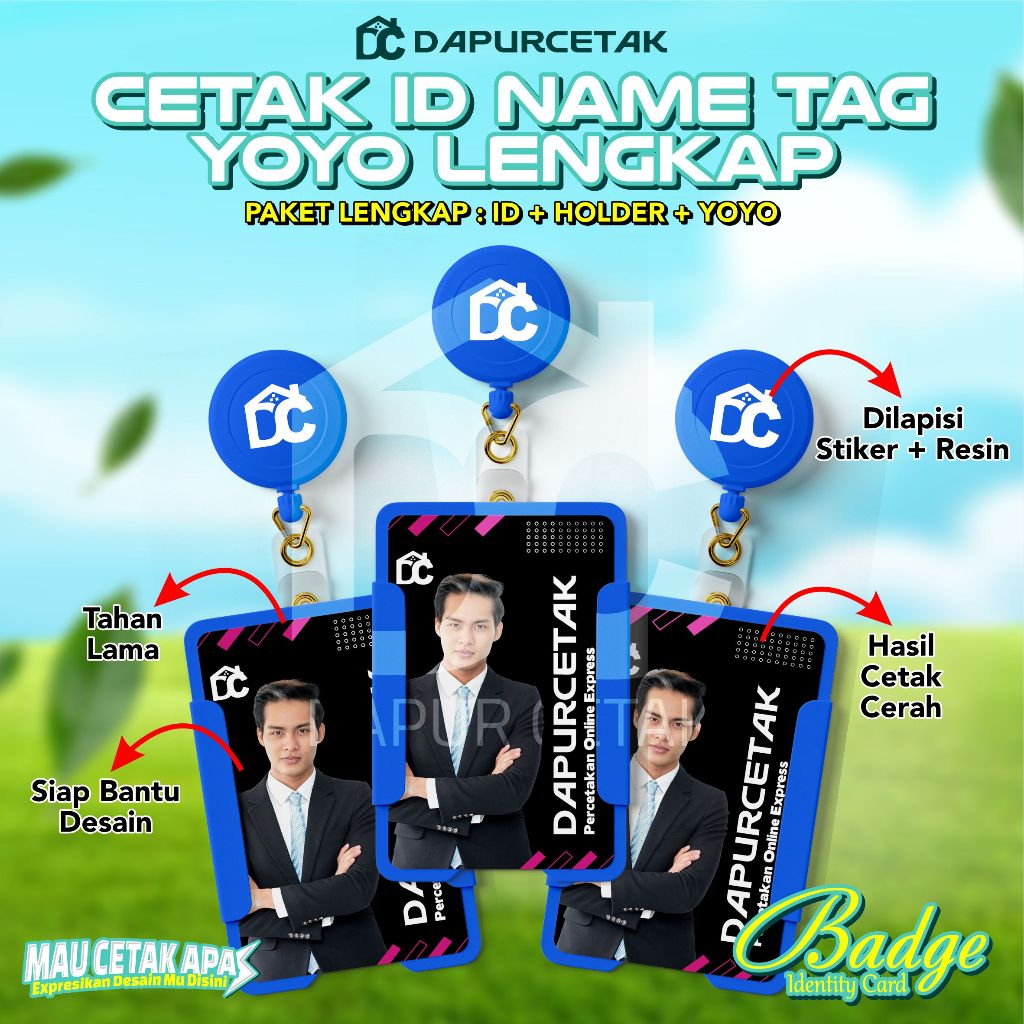 

Promo Cetak ID Name Tag Yoyo Lengkap / Badge Identity Card / Cetak Id Card + Yoyo + Holder