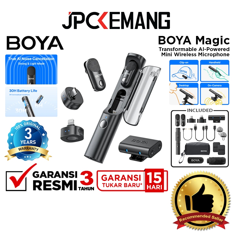 Boya Magic Al-Powered Wireless Microphone System Boya Magic Wireless Mic Garansi Resmi