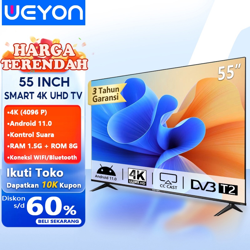 WEYON-Animax Smart TV Android 50 inch 55 inch 65 inch Digital TV LED 50/55/65 Inch Android 14.0 Audi
