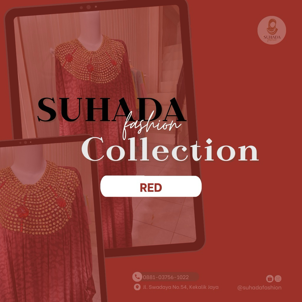 Gamis Pesta Mewah Merah Syar’i