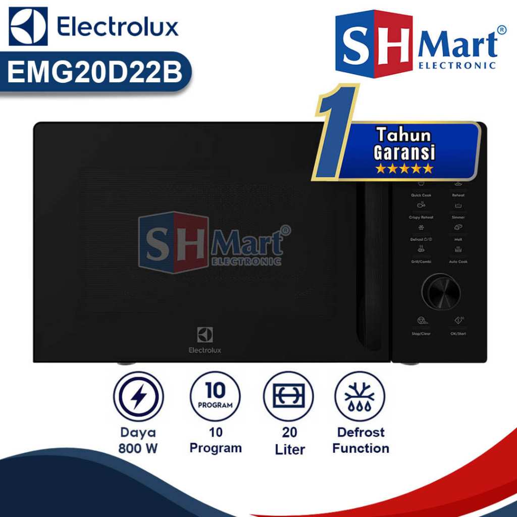 MICROWAVE ELECTROLUX KAPASITAS 20 LITER EMG20D22B / EMG-20D22B WITH GRILL DIGITAL CONTROL GARANSI RE