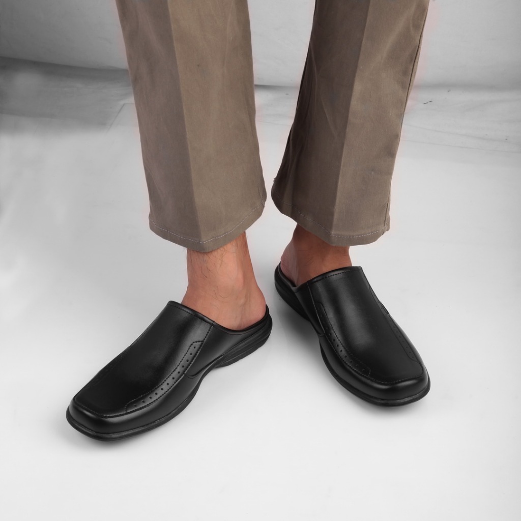 RAFANELLI..sepatu sandal bustong kulit pria sepatu bustong kulit asli sepatu slop bustong pria kulit