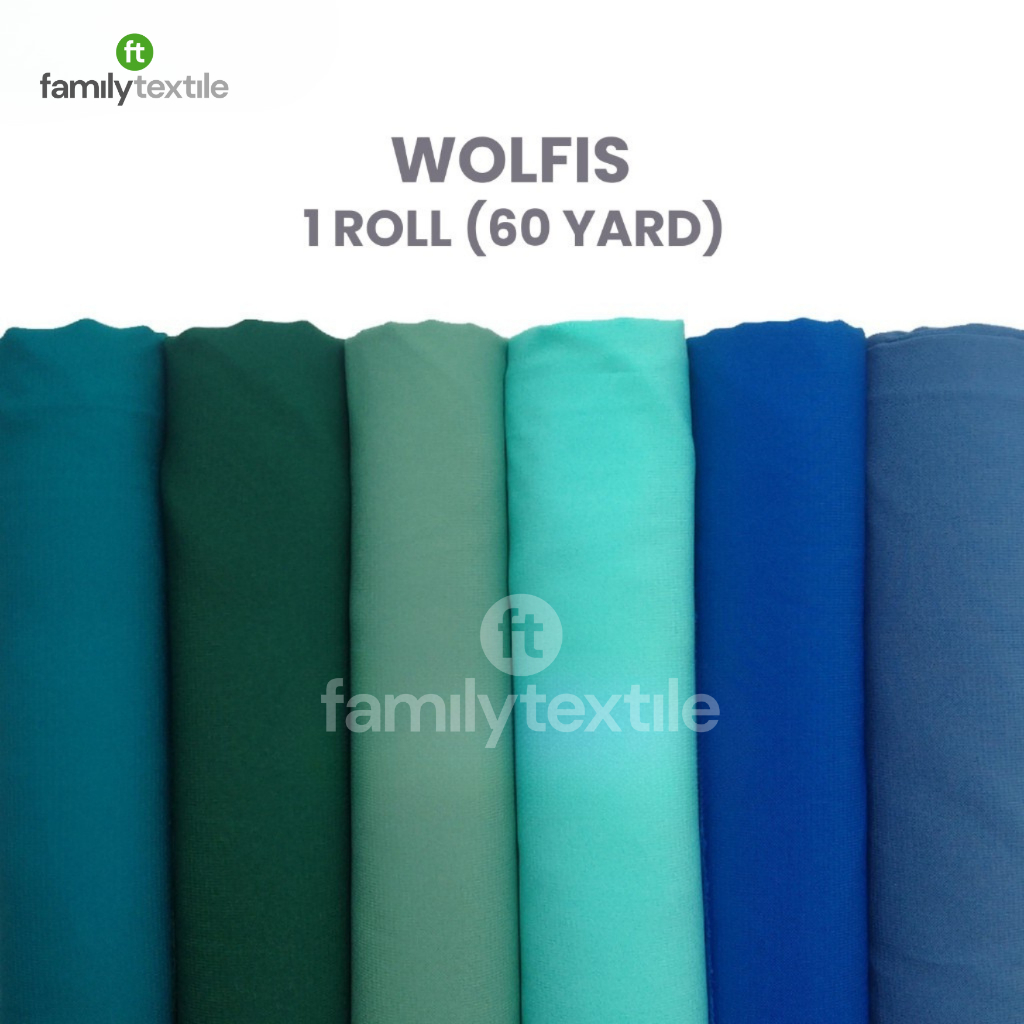 Kain Wolfis Wolpeach 1 Roll 60 Yard - Bahan Hijab Gamis Premium Luxury