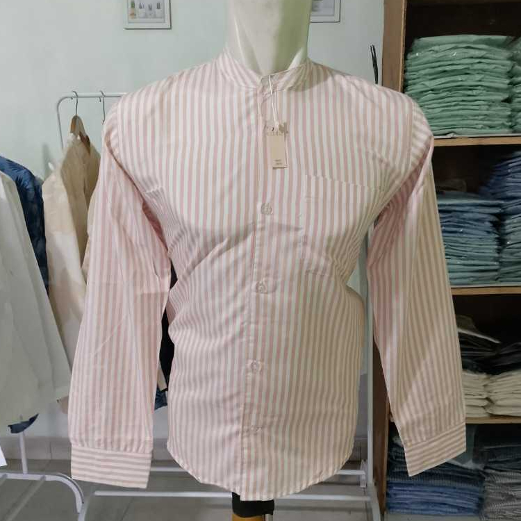 kemko kemeja koko pria lengan panjang// Baju Kemko Salur Pink Lengan Panjang