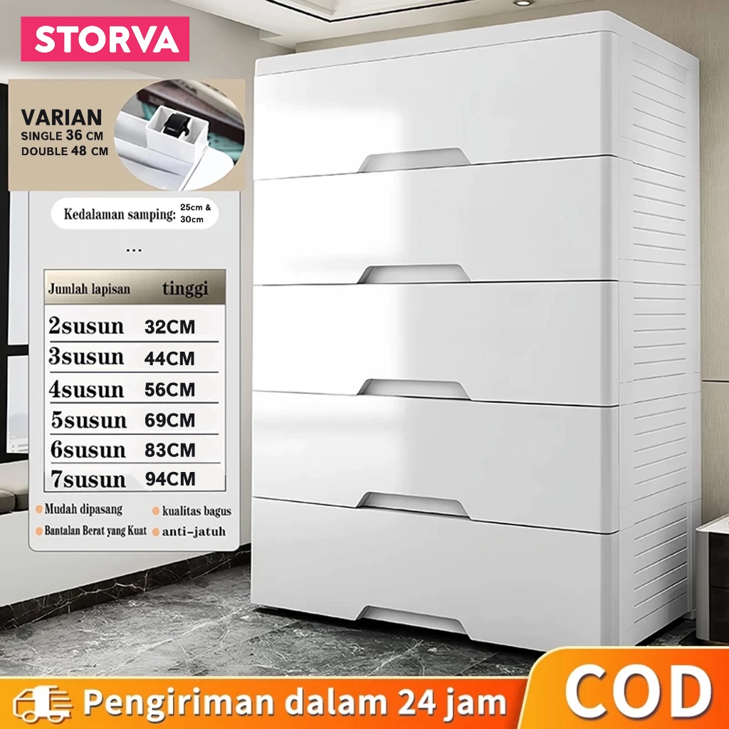 Lemari plastik/Laci Plastik/Kabinet Drawer Storage Cabinet Ukuran Jumbo 3-7 Tingkat Termurah
