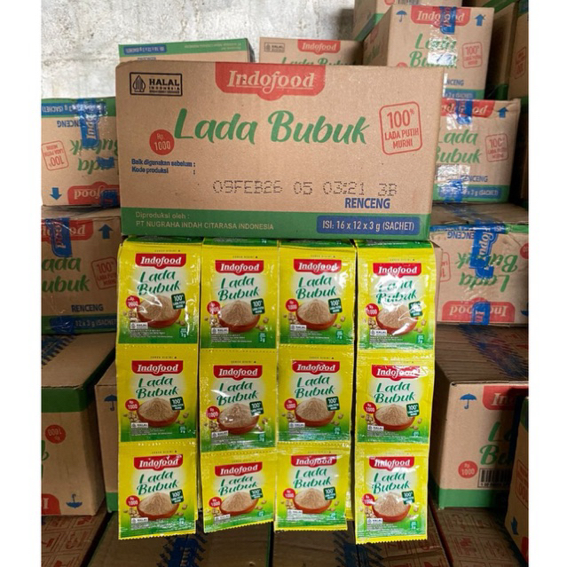 

PROMO!! 1 Dus Lada Bubuk Indofood Seribuan Lada Putih Murni (isi 16 renceng)