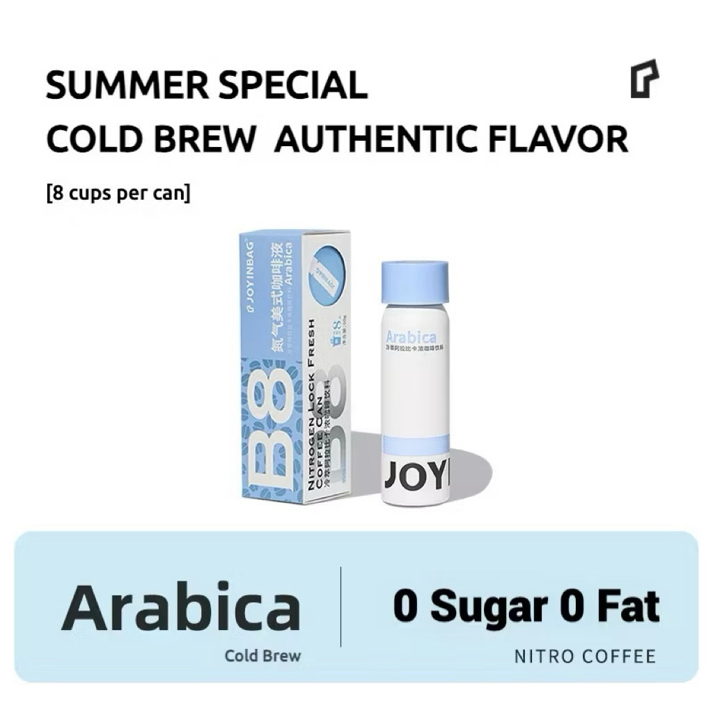 

Joyinbag B8 Arabica Nitro Coffee [ Cold Brew Arabica ] Nitro Kopi Instan 8 x 250ml Porsi Per Tube