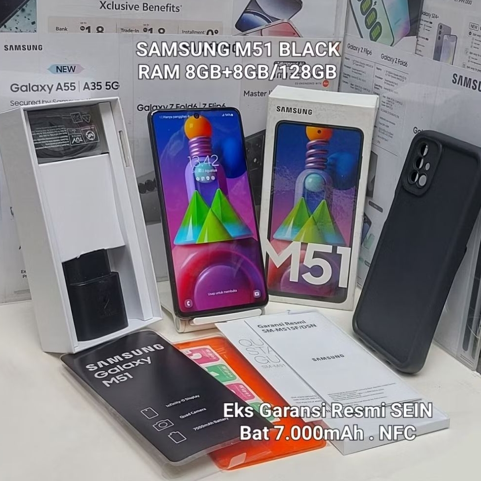 Samsung M51 4G Second Ram 8GB/128GB 7.000mAh  Fullset Mulus Garansi Resmi SEIN