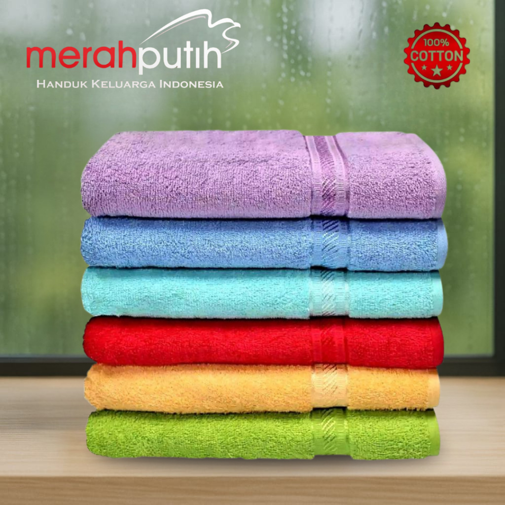 ORI/ ASLII handuk merah putih uk 50x100CM|handuk mandi dewasa| handuk serbaguna bahan halus lembut