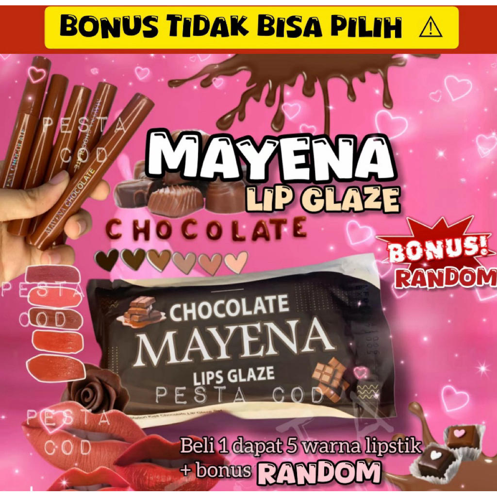 (pre order)Mayena lip cream chocolate isi 5 + bonus random