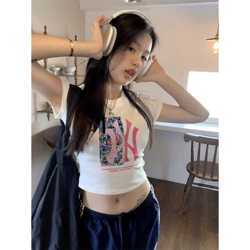 [COD]Wanita Crop Top Korea Outlet bunga mawar Kaos Crop Wanita Kekinian Baju Atasan Wanita Terbaru C