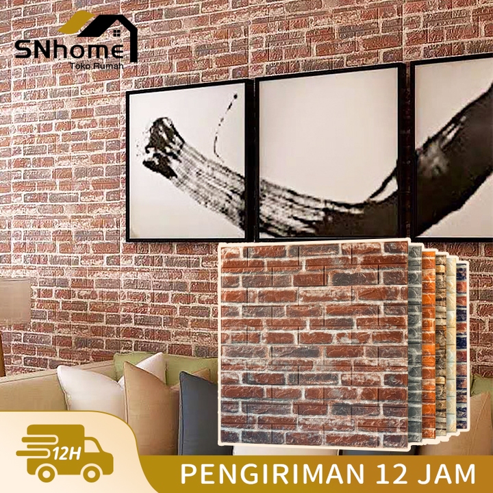 【COD】Wallpaper Dinding 3D Foam Pola Bata Merah 70x77cm High Quality / Wallpaper Dinding 3D bata / wa