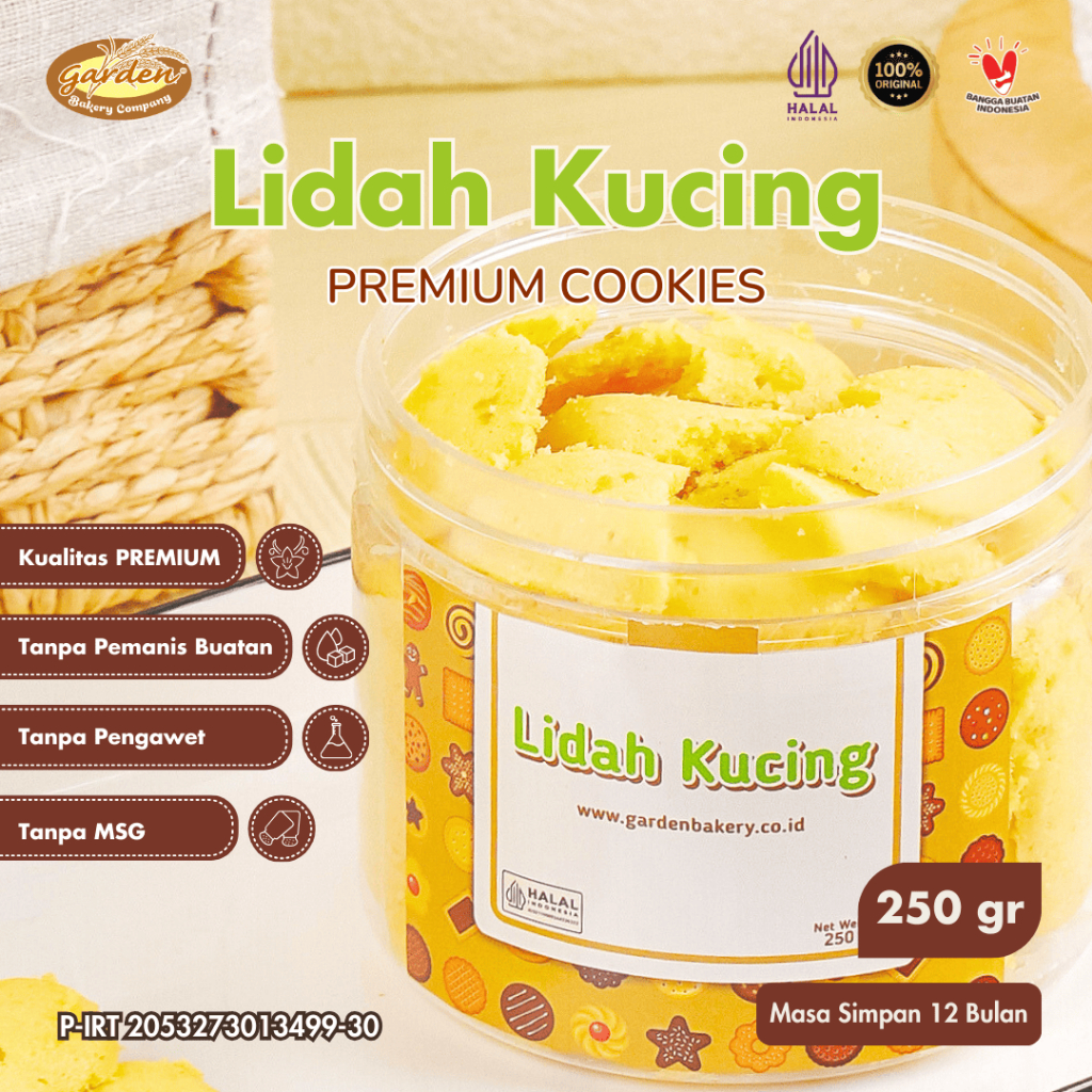 Garden Bakery - Lidah Kucing Premium Cookies 250gr Kue Kering Cemilan Makanan Viral