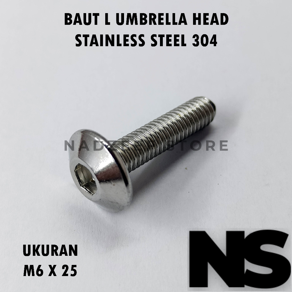 Baut L Umbrella Head M6 X 25 Kunci L Stainless Steel 304