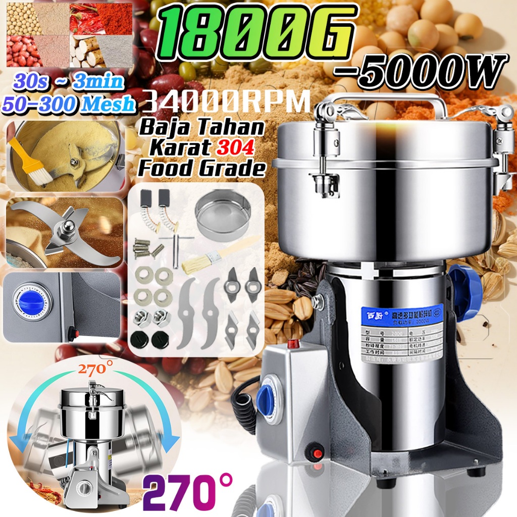 1800G Mesin Penggiling Black Papper Kering Powder Grinder  Penggiling Kedelai Giling Tepung Bubuk He