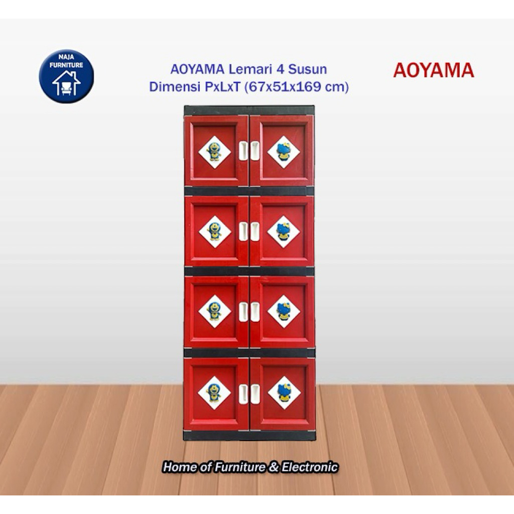 Lemari Plastik AOYAMA 4 Susun | Lemari Kabinet 4 Susun | Lemari Boneka