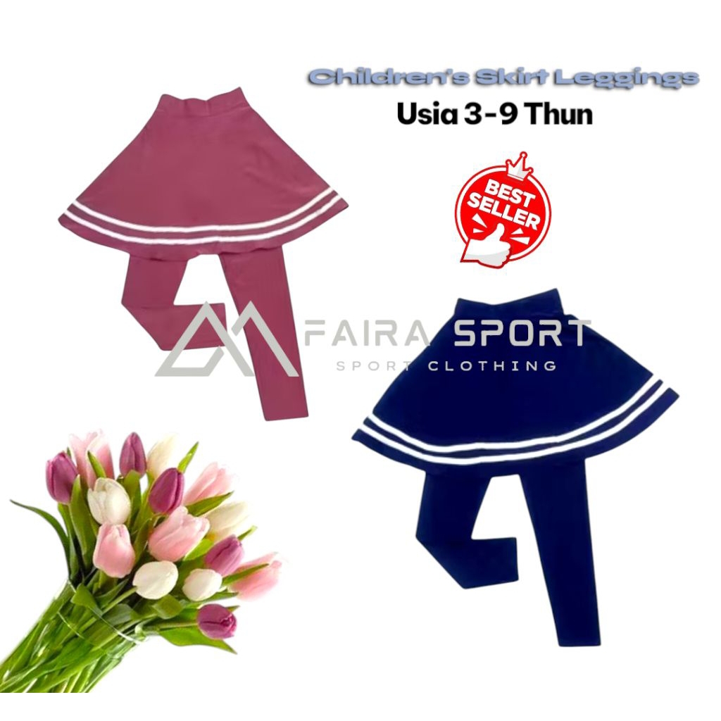 Legging Rok Anak List Stripe Olahraga Legging